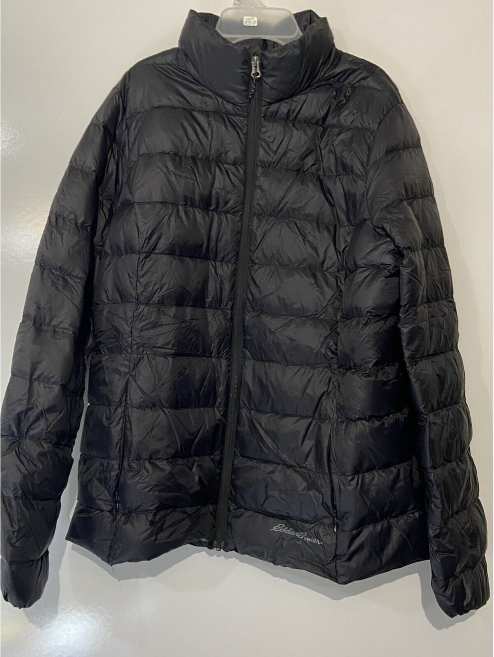 Womens EDDIE BAUER Black Feather Down Puffer Jacket Sz TL